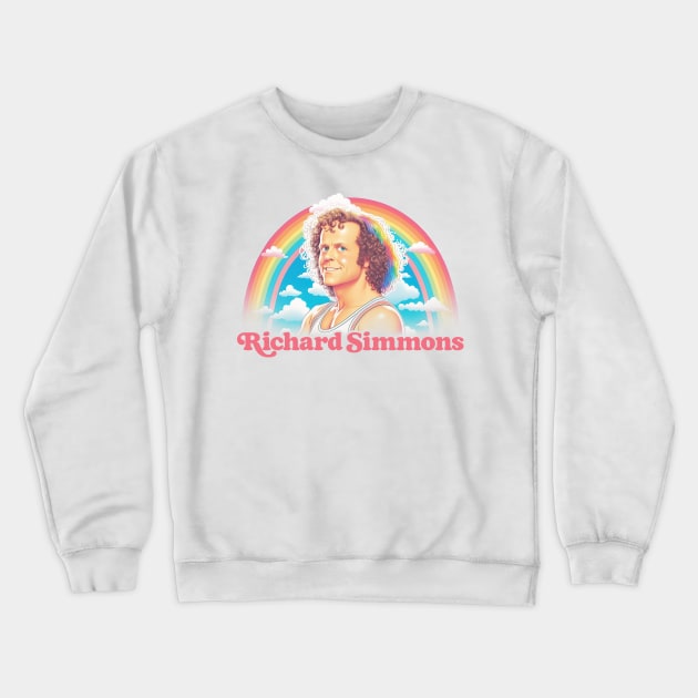 Richard Simmons -- Retro Aesthetic Rainbow Fan Art Crewneck Sweatshirt by DankFutura